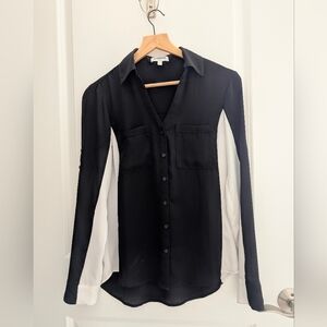 Express Blue Long Sleeve Button Down Shirt